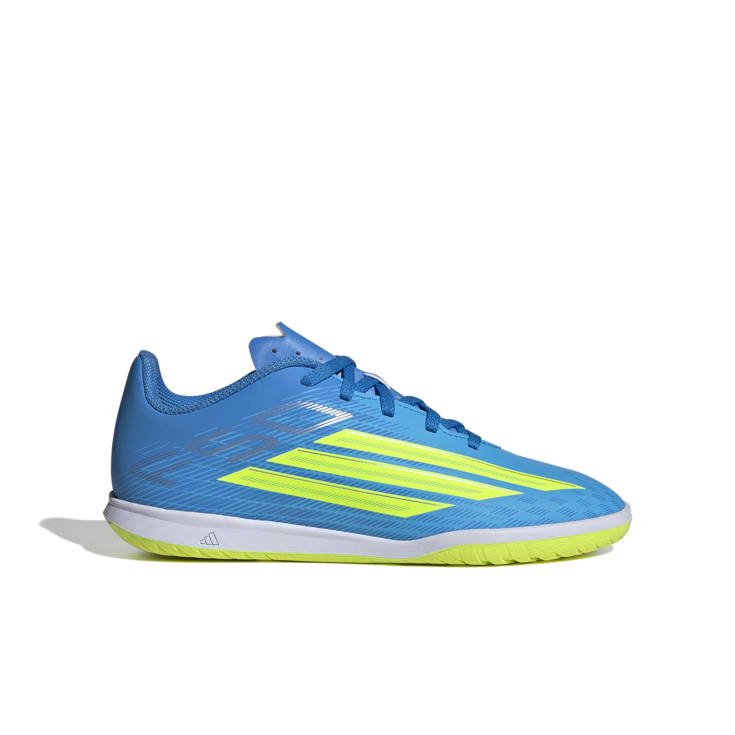adidas F50 Club Indoor "Lucid Ray Blue/Solar Yellow 2/Lucid Aquamarine" Preschool Kids' Soccer Shoe - BLUE/YELLOW/AQUAMARINE